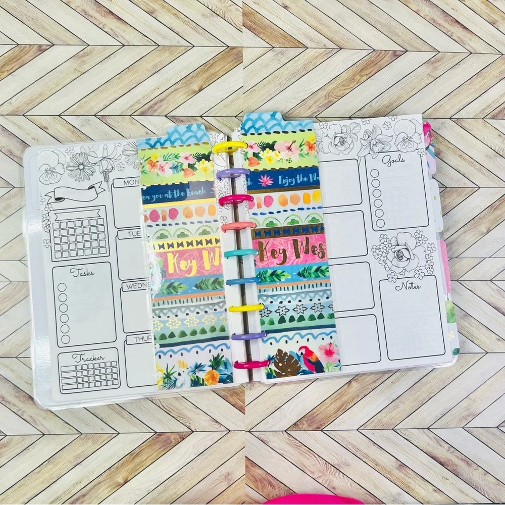 Classic happy planner size undated 12 months tropical turtle aloha flowers